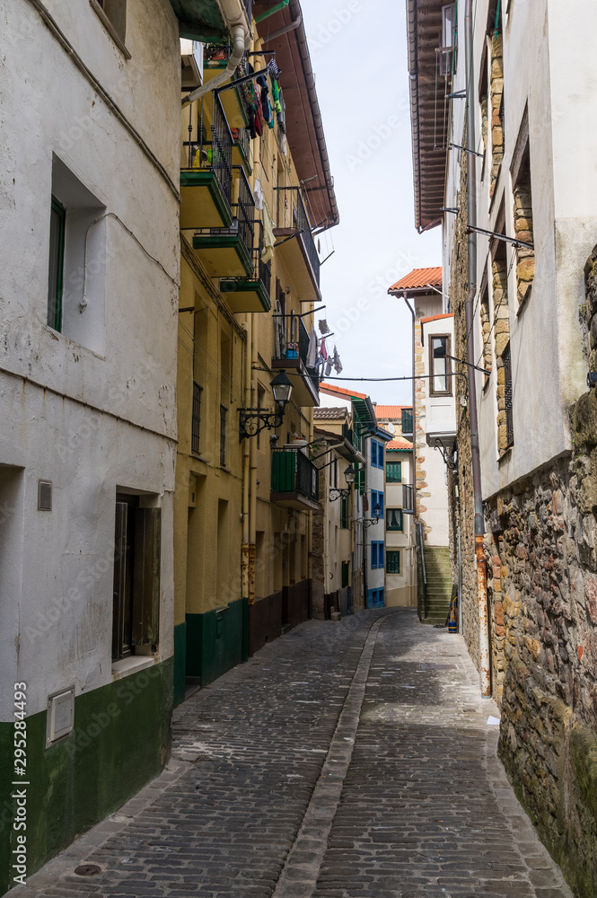 Old streets of Getaria town, Basque Country, Spain