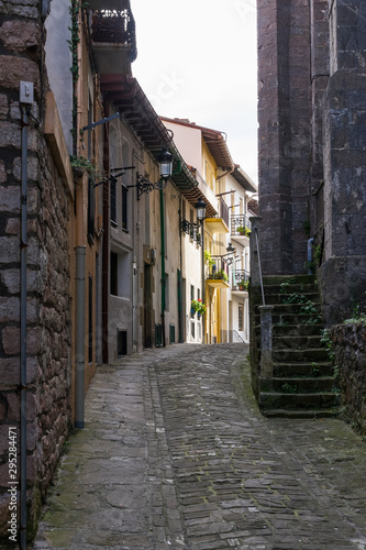 Old streets of Getaria town  Basque Country  Spain