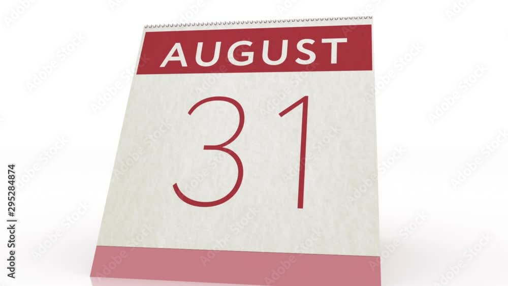 August 31 date. calendar change to August 31 animation August 31 date. calendar change to August 31 animation