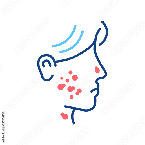 Skin cancer line color icon. Human dermatology disease concept. Malignant neoplasm. Sign for web page, mobile app, button, logo.