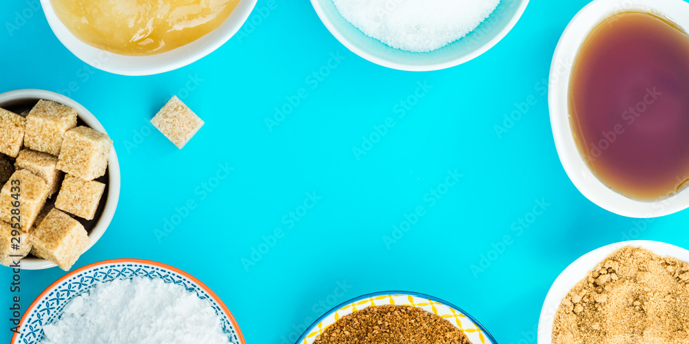 Different Kinds of Sugar and Sweeteners in the Bowls Different Kinds of Sugar and Sweeteners in the Bowls