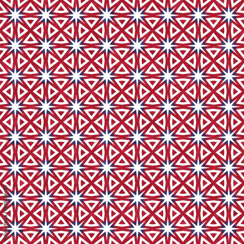 Red star burst abstract geometric seamless textured pattern background