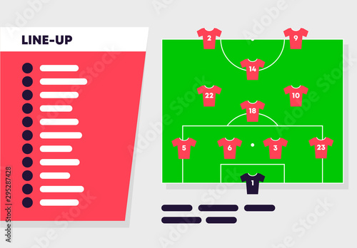 Vector illustration template of the starting lineup of the football club before the match photo