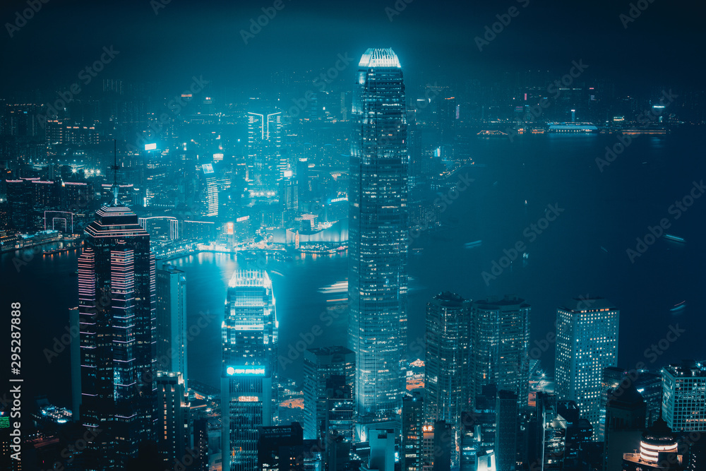 Obraz premium Hong Kong building and architecture at night