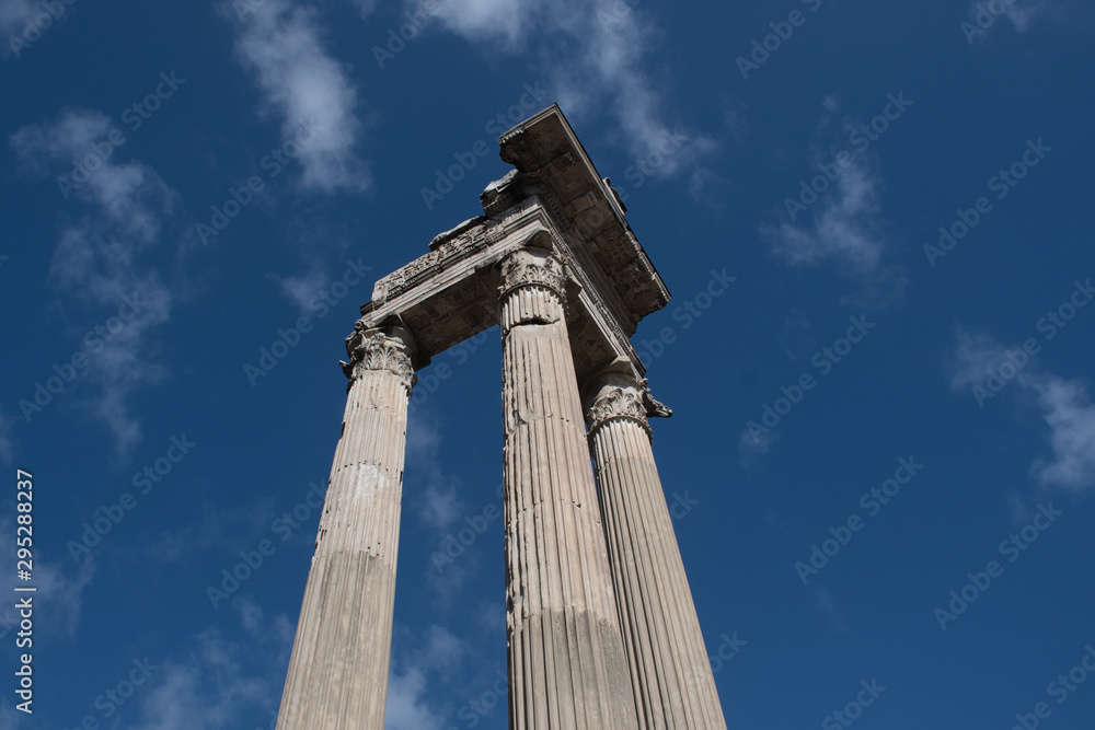 Looking upward at Roman Pillars