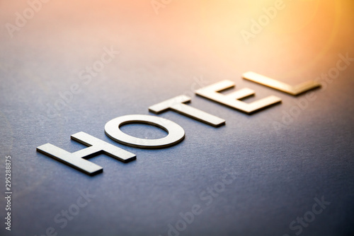 Word hotel written with whi...