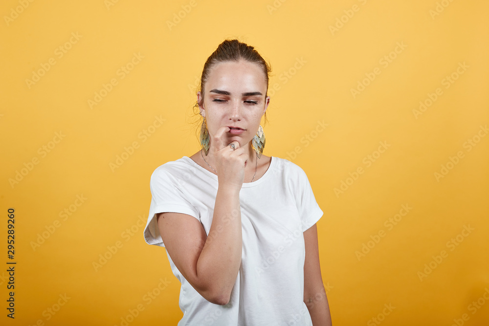Female in picture being confused trying to figure out something there are thousands thoughts we get every day that makes us happy sometimes said, so we get perplexed in few seconds Female in picture being confused trying to figure out something there are thousands thoughts we get every day that makes us happy sometimes said, so we get perplexed in few seconds