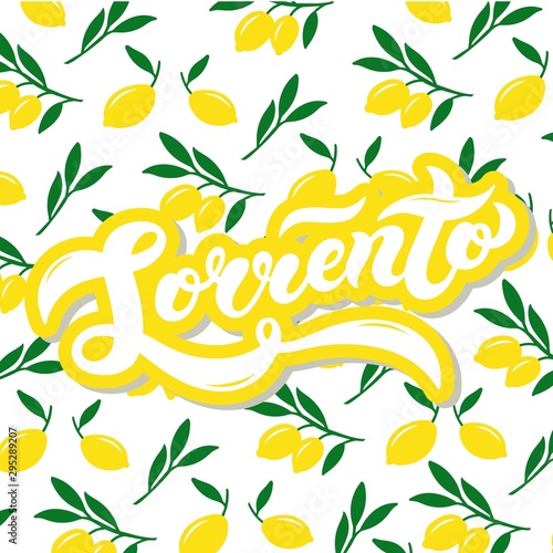 Sorrento. The name of Italian town on the Amalfi coast. Hand drawn lettering. Vector illustration. Best for souvenir products.