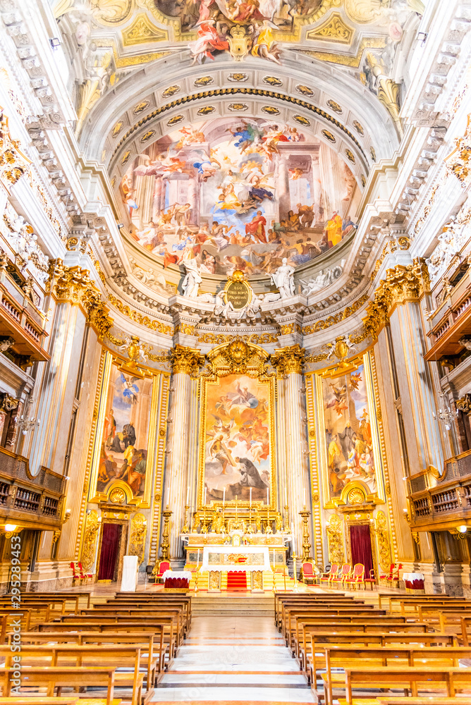 Picturesque interior of church of St. Ignatius of Loyola at Campus Martius