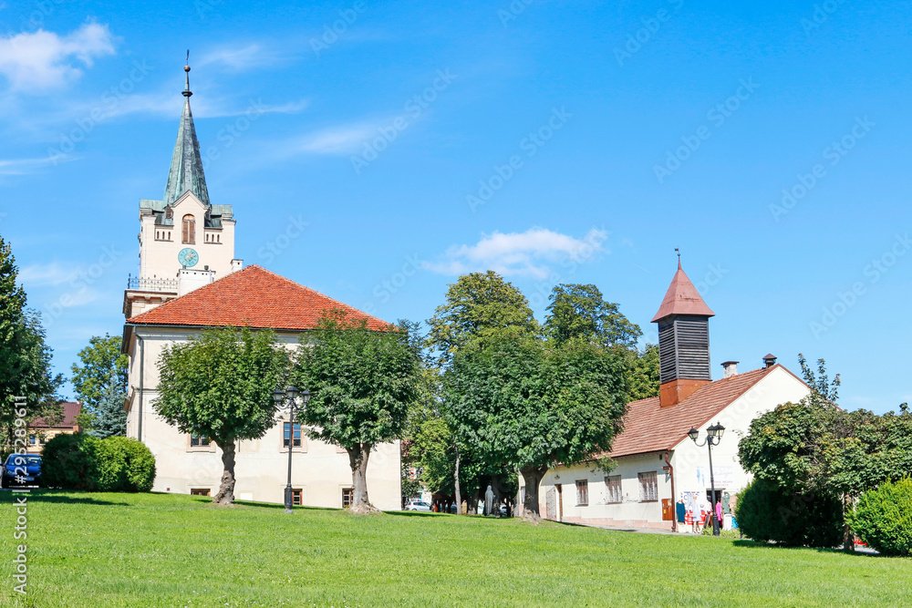 NOWY WISNICZ, POLAND - SEPTEMBER 11, 2019: Old town in Nowy Wisnicz NOWY WISNICZ, POLAND - SEPTEMBER 11, 2019: Old town in Nowy Wisnicz