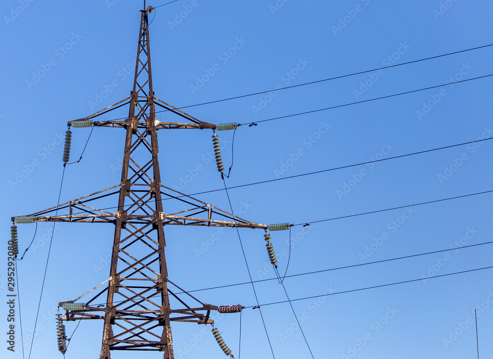 Electric pole against the blue sky Electric pole against the blue sky