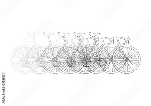 Hand drawn bicycle in motion vector card template in gray color palette in white background