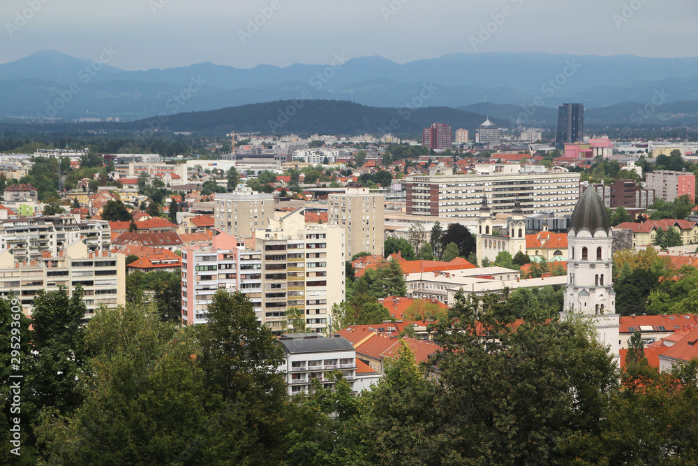 Panorama of Ljubljana opening from the Castle Hill	