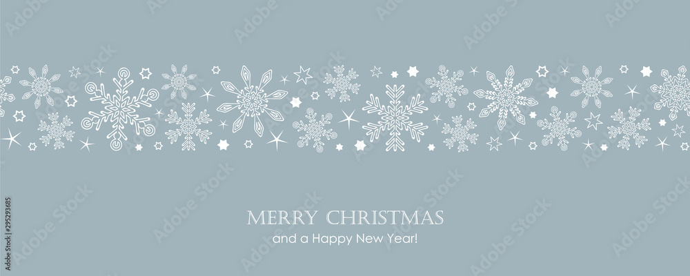 blue christmas card with white seamless pattern snowflakes vector illustration EPS10