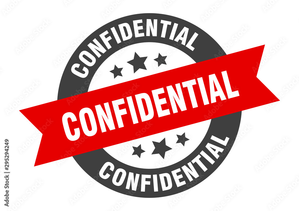 Fototapeta premium confidential sign. confidential black-red round ribbon sticker
