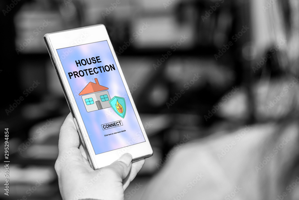 House protection concept on a smartphone