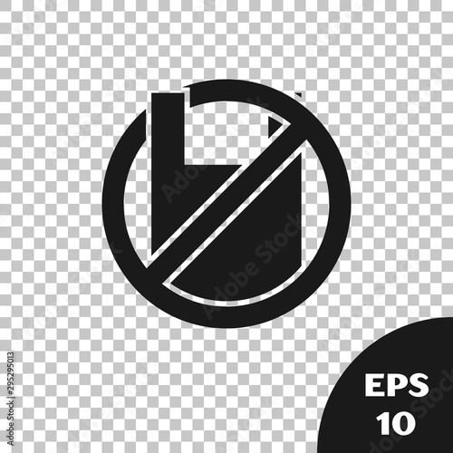 Black Say no to plastic bags poster icon isolated on transparent background. Disposable cellophane and polythene package prohibition sign. Vector Illustration