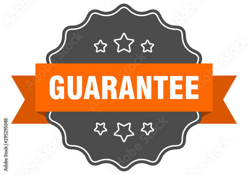 guarantee isolated seal. guarantee orange label. guarantee
