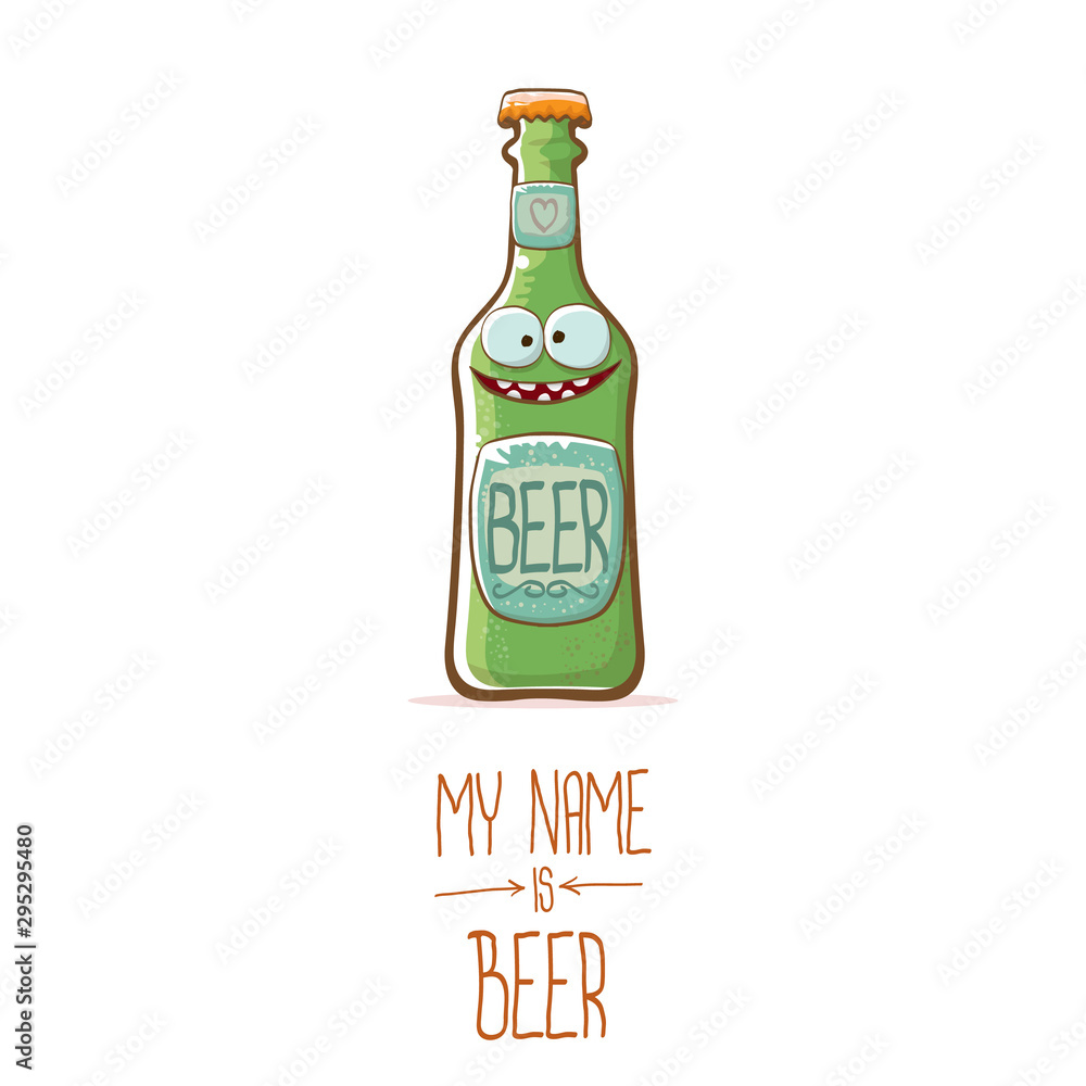 vector cartoon funky beer bottle character isolated on white background.vector beer comic label or poster design template. my name is beer or happy friday concept illustration vector cartoon funky beer bottle character isolated on white background.vector beer comic label or poster design template. my name is beer or happy friday concept illustration