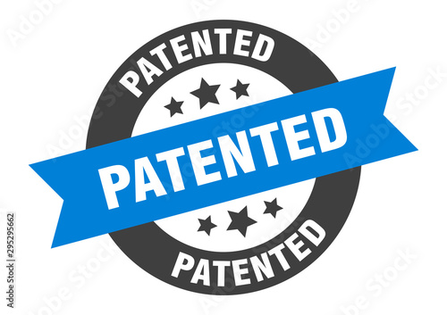 patented sign. patented blue-black round ribbon sticker
