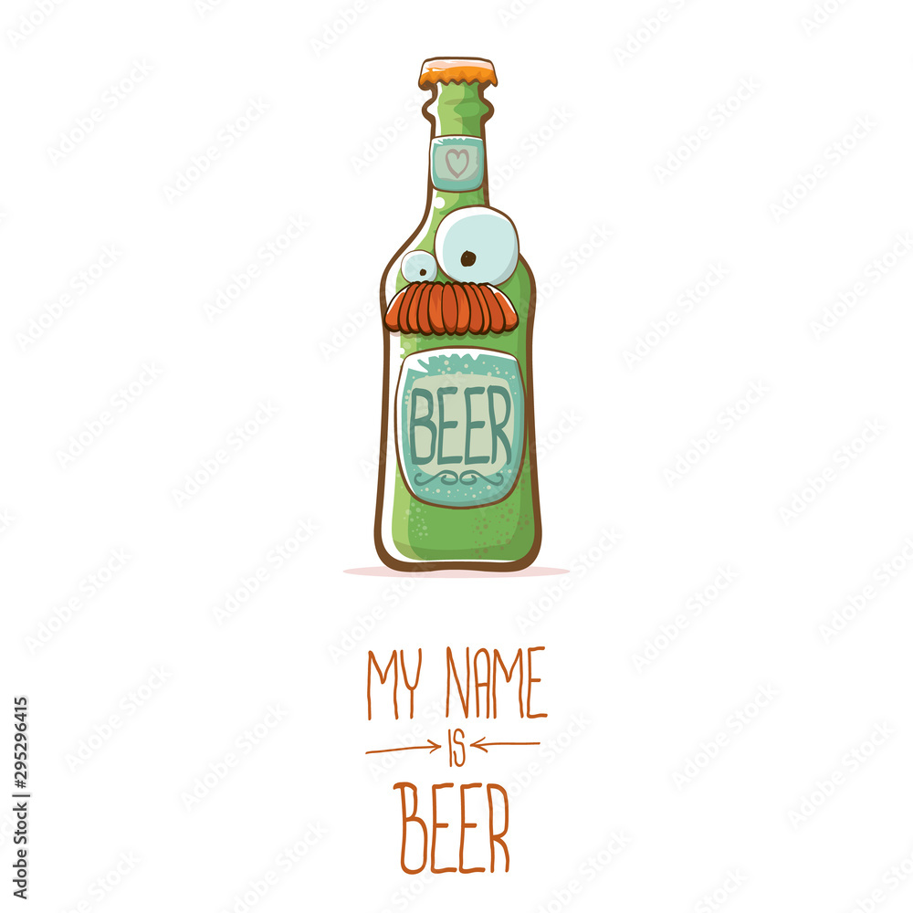 vector cartoon funky beer bottle character isolated on white background.vector beer comic label or poster design template. my name is beer or happy friday concept illustration vector cartoon funky beer bottle character isolated on white background.vector beer comic label or poster design template. my name is beer or happy friday concept illustration