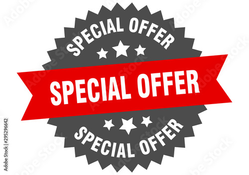 special offer sign. special offer red-black circular band label