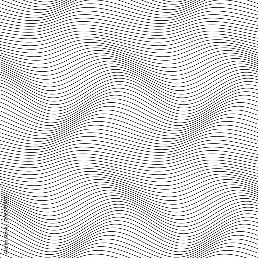 Wavy line seamless pattern. Black and white stripe. Wave ripple abstract vector background
