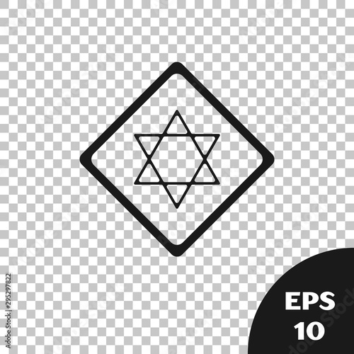 Black Star of David icon isolated on transparent background. Jewish religion symbol. Symbol of Israel. Vector Illustration