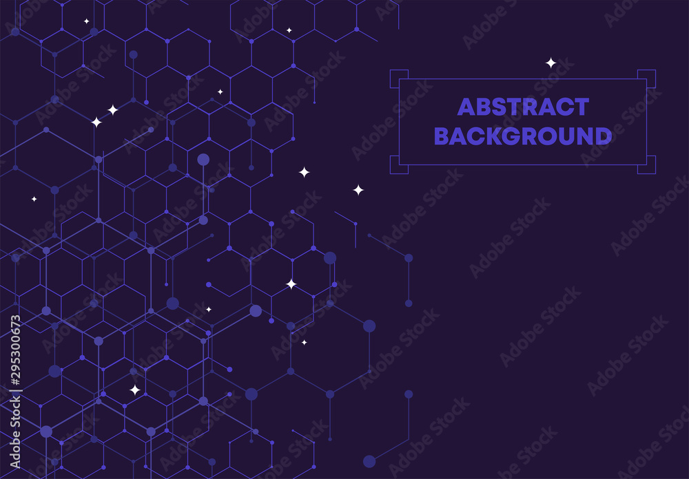Vector illustration of abstract background of hexagons, background of molecular compounds, atoms Vector illustration of abstract background of hexagons, background of molecular compounds, atoms