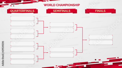 World championship template on a white background. Championship bracket background design with red ribbons. Eps10 vector photo