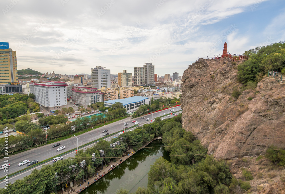 Urumqi, China - capital of the Xinjiang Uygur Autonomous Region and home of the Uyghur ethnicity, Urumqi displays several wonderful attractions. Here in particular the Hongshan Pagoda