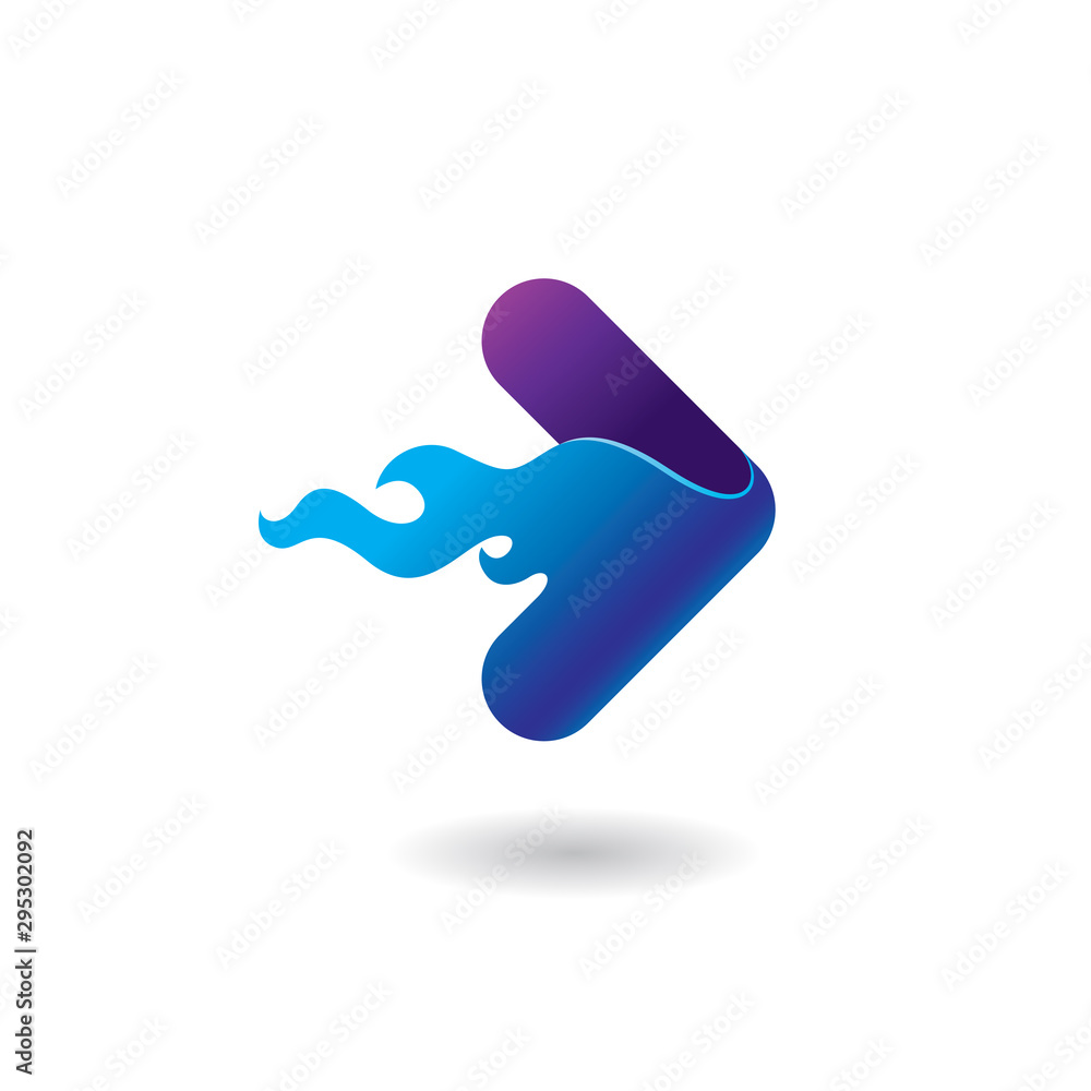 Fast play symbol with fire concept logo premium vector Fast play symbol with fire concept logo premium vector
