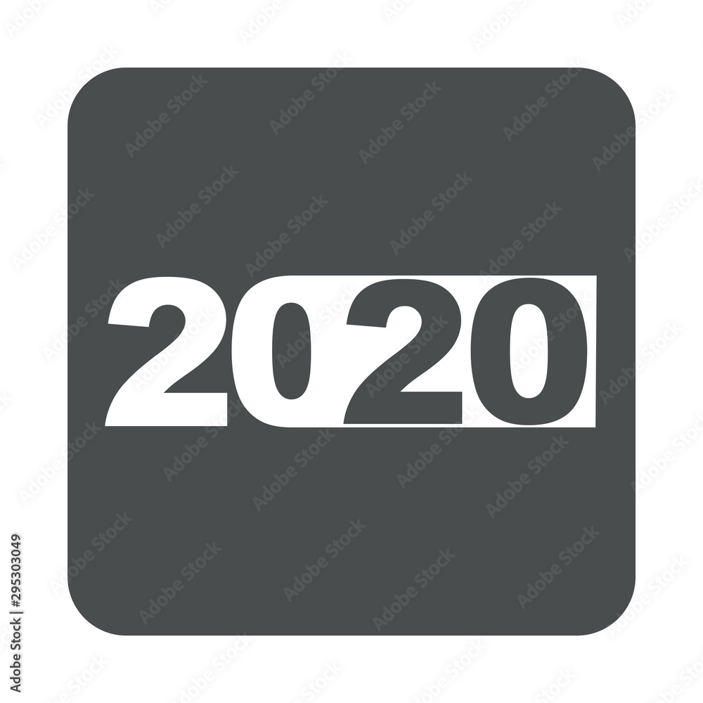 Logotipo 2020 con 20 en espacio negativo en rectángulo en cuadrado color gris Logotipo 2020 con 20 en espacio negativo en rectángulo en cuadrado color gris