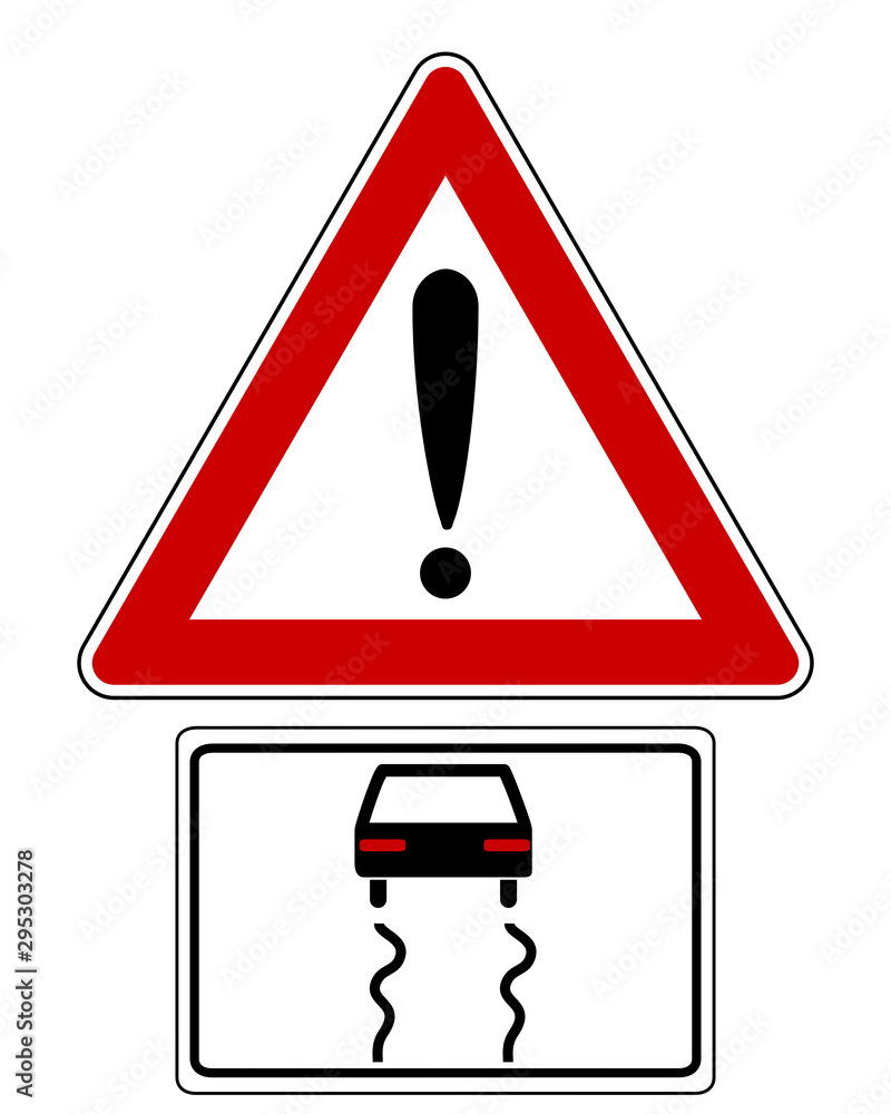 Warnschild mit PKW Warnschild mit PKW
