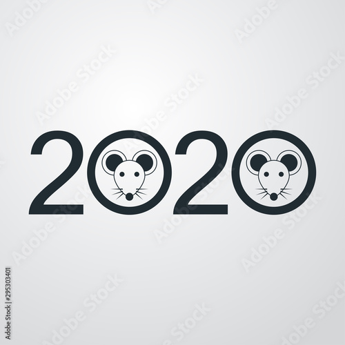 Logotipo 2020 con cabeza de rata lineal en fondo gris