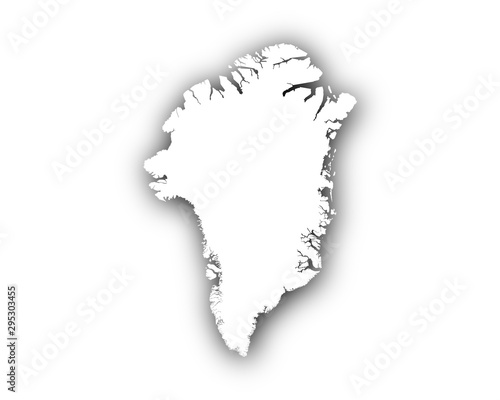 Karte von Grönland mit Schatten