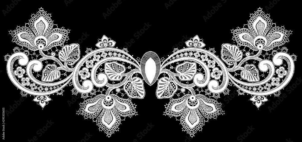 Black and white lace, border flowers, fashion style, decoration element, pattern for every backdrop.