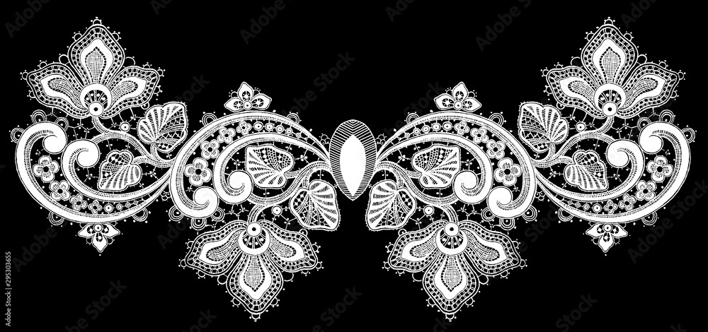 Black and white lace, border flowers, fashion style, decoration element, pattern for every backdrop. Black and white lace, border flowers, fashion style, decoration element, pattern for every backdrop.