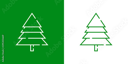 Logotipo con árbol abstracto lineal triangulo con varias ramas en verde y blanco