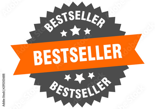 bestseller sign. bestseller orange-black circular band label