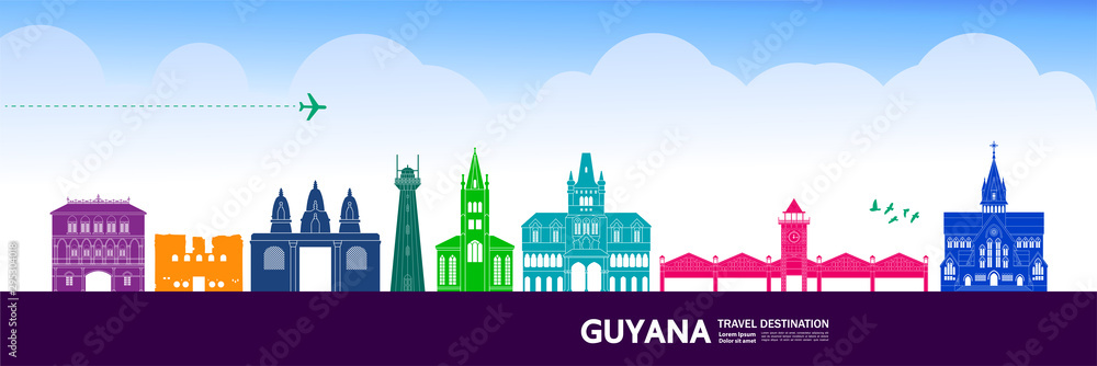 Guyana travel destination grand vector illustration.