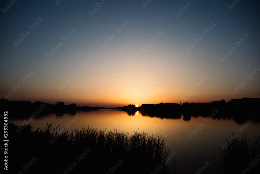 sunset on the lake