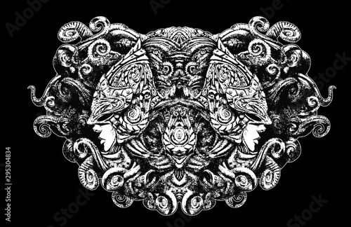 mythical creature, girl in a helmet with tentacles