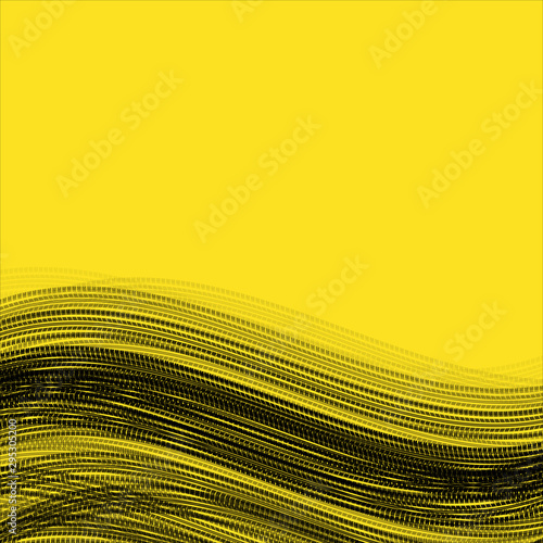 Yellow background with transparent tire track silhouettes