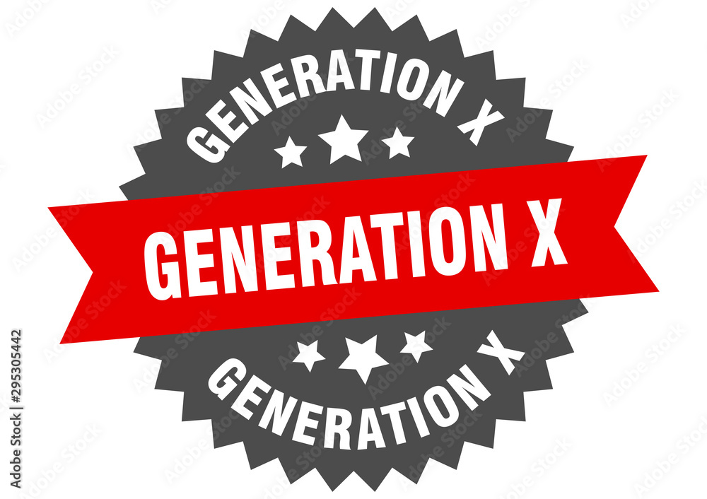 generation x sign. generation x red-black circular band label generation x sign. generation x red-black circular band label