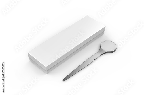 Letter opener with box  mock up template on isolated white background  3d illustration