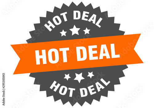 hot deal sign. hot deal orange-black circular band label
