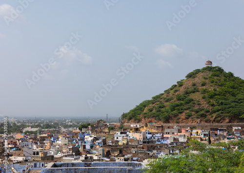 View of the city with the blue brahmin houses, Rajasthan, Bundi, India photo