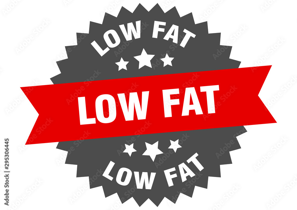 low fat sign. low fat red-black circular band label low fat sign. low fat red-black circular band label