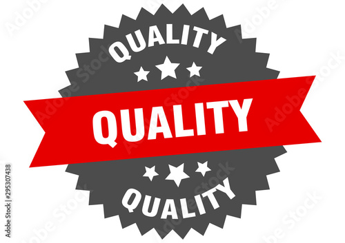 quality sign. quality red-black circular band label